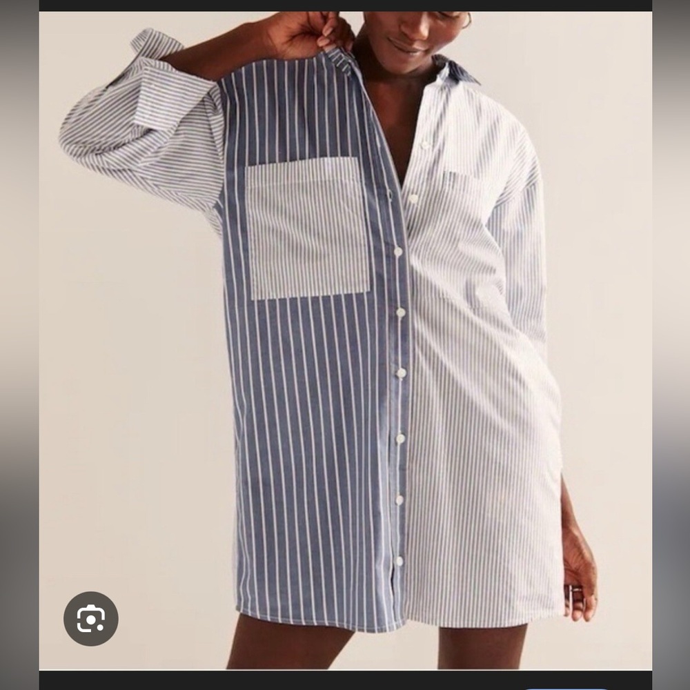 Abercrombie & Fitch Poplin Oversized Shirt Dress